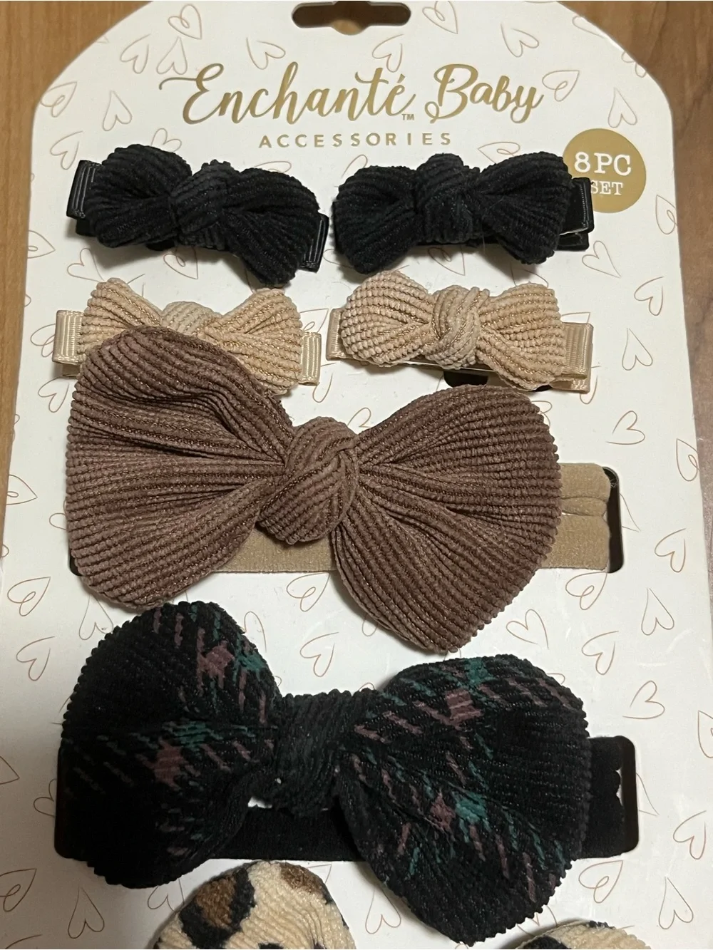 Enchanté Baby 8 Pc Bow Hair Accessories Set | Clips & Soft Nylon Headbands | NWT